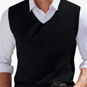 Towncraft Mens V-Neck Black Sweater Vest - Size XL